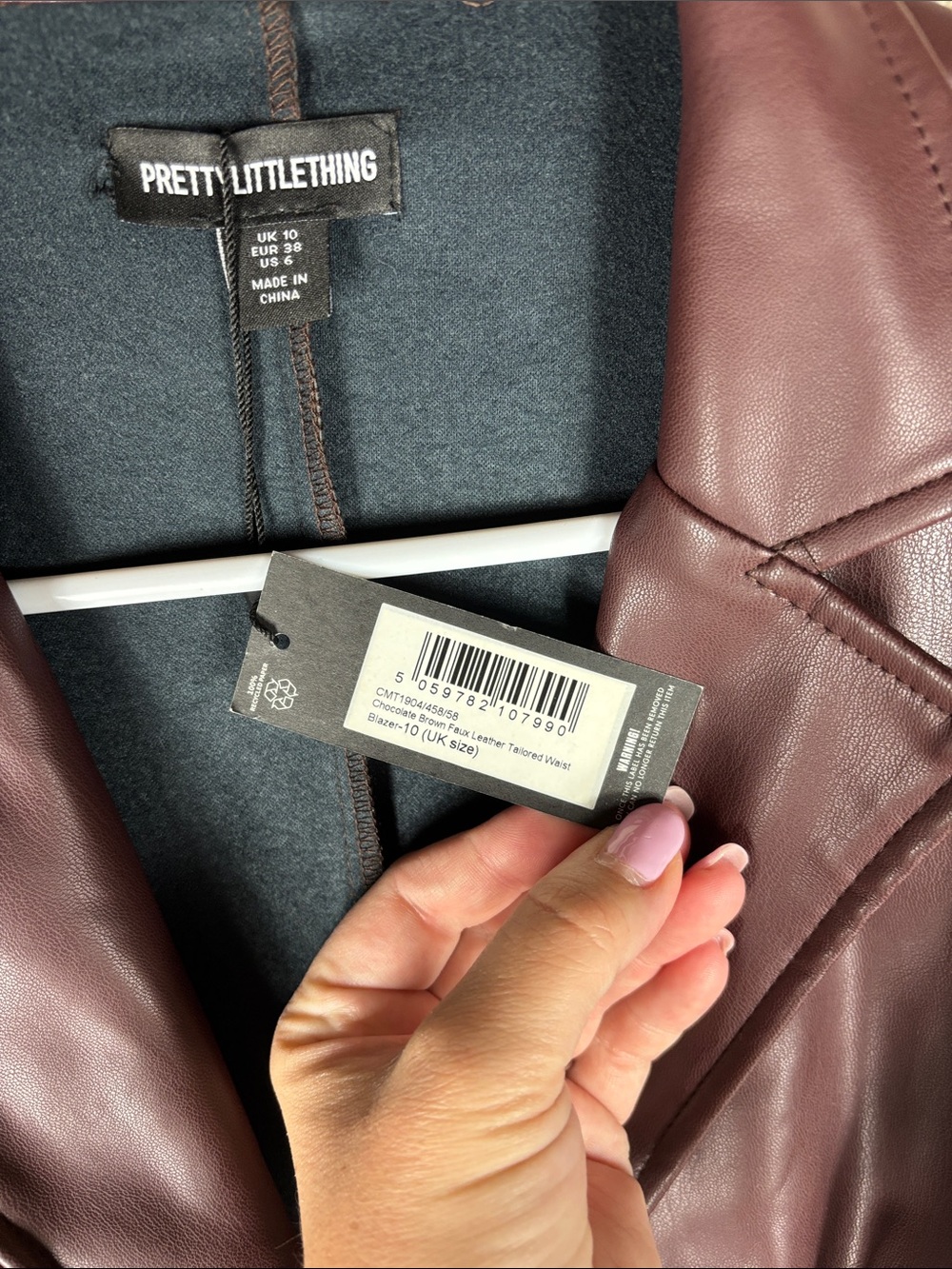 PrettyLittleThing > New with Tags Brown Faux Leather Jacket 6 - Picture 3 of 10